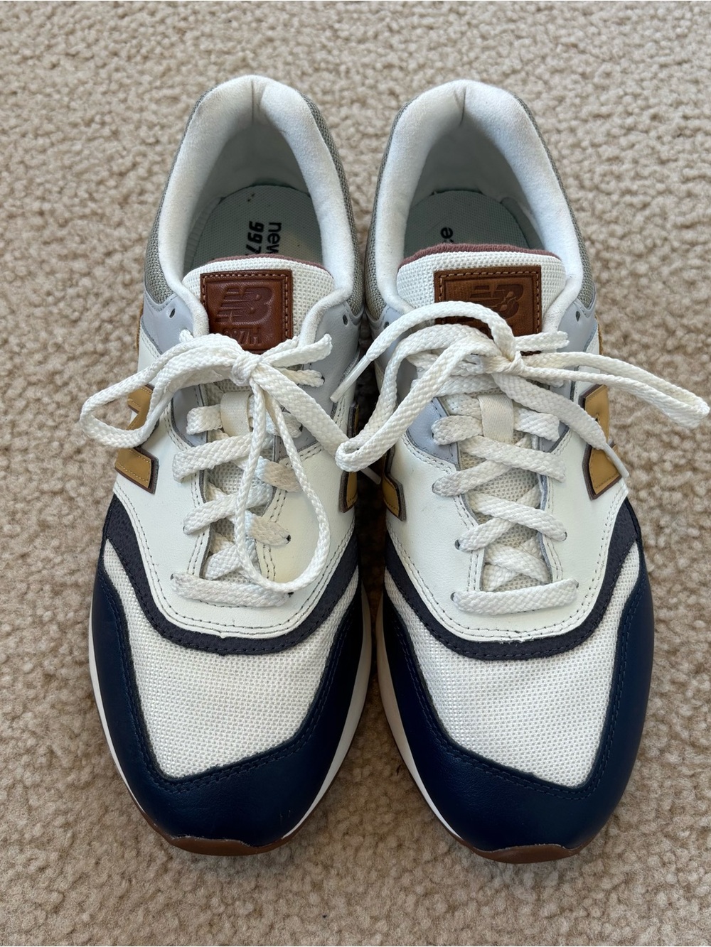 New Balance Women's 997h Navy and Tan Retro Sneakers Size 10 - Picture 2 of 8